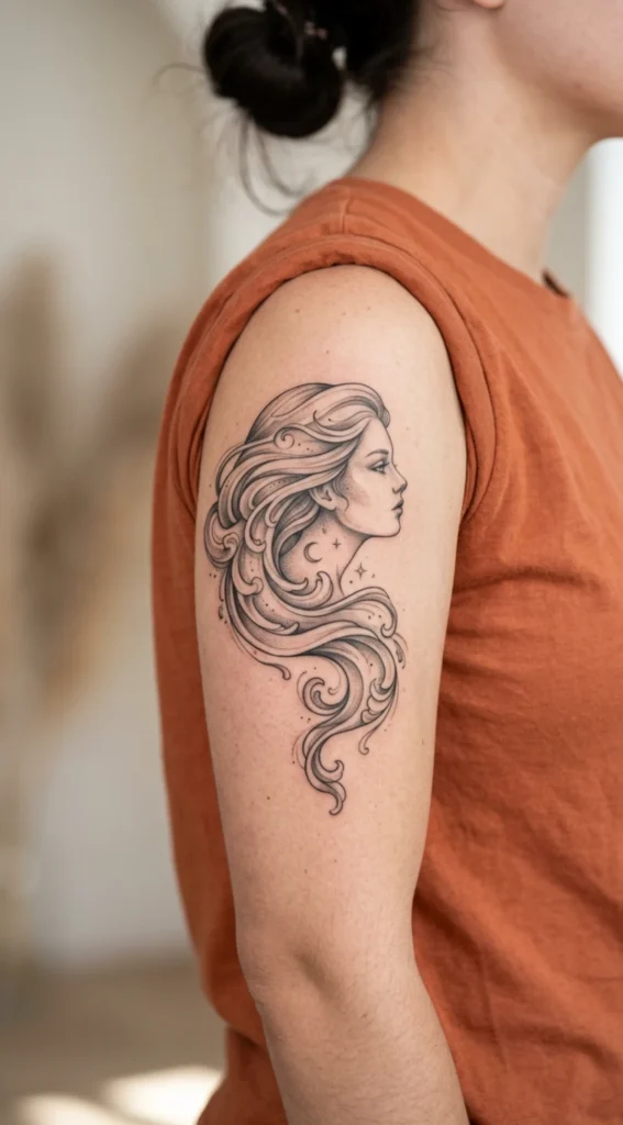 Ethereal Woman with Flowing Water Hair