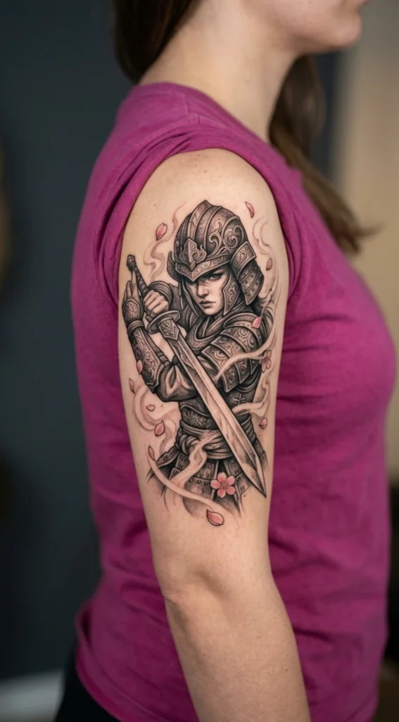 Female Warrior with Helmet and Sword