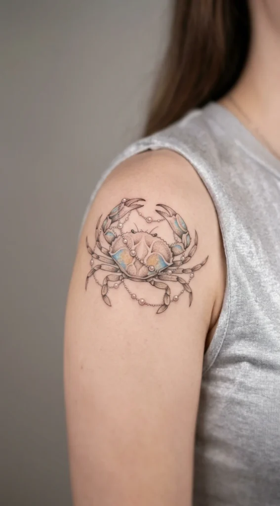 Feminine Crab with Pearl Chain Detail