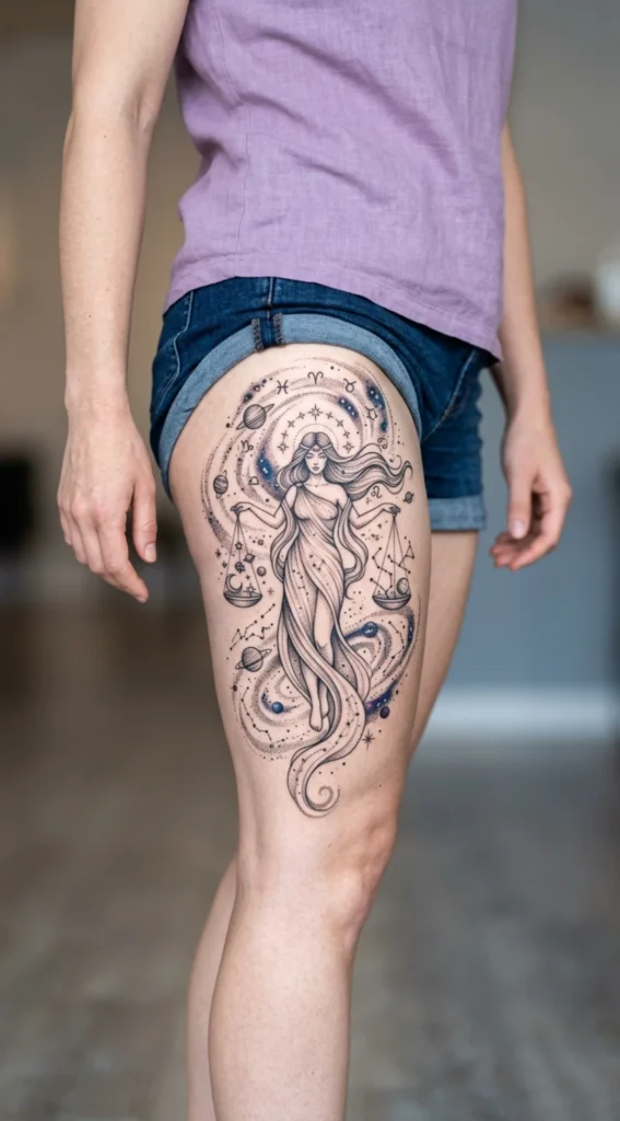 Feminine Goddess Balancing Cosmic Scales