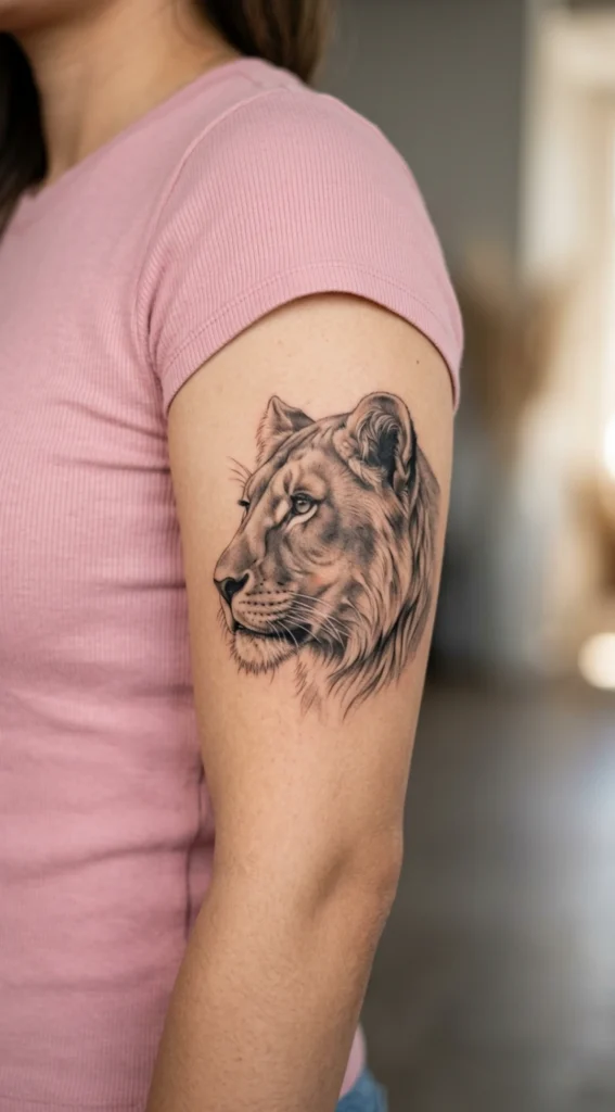 Feminine Lioness Side Profile Realism
