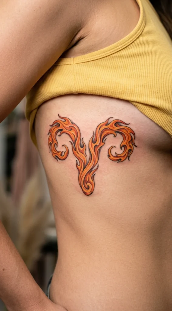 Fire Waves Forming Aries Shape
