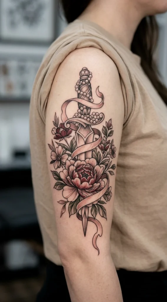  Floral Daggers with Ribbon and Pearls