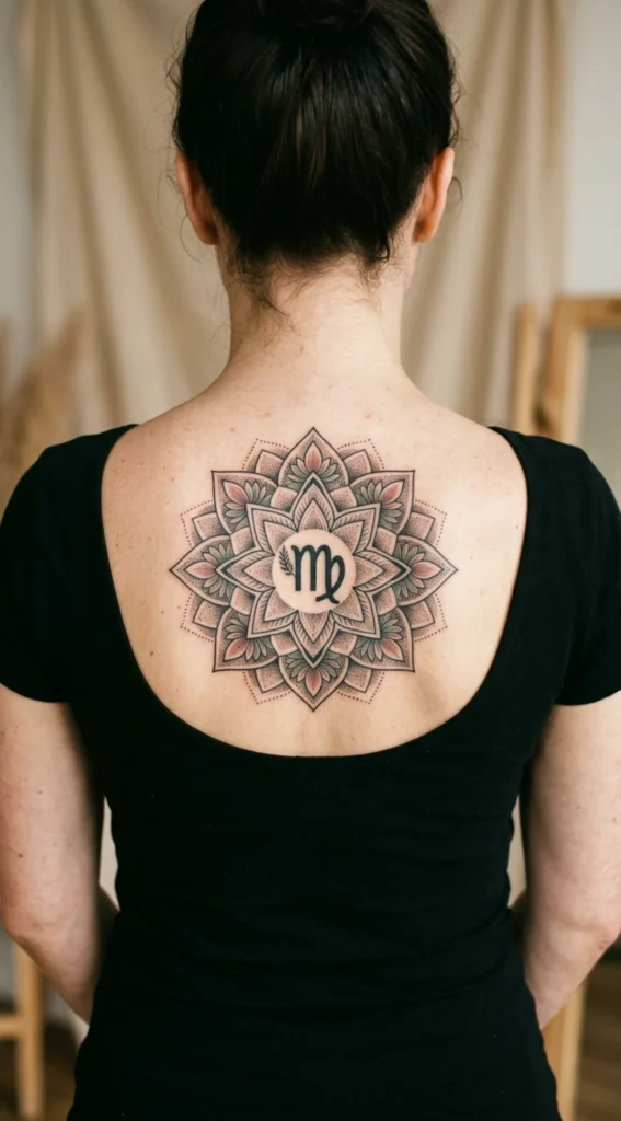 Floral Mandala Virgo Zodiac Circle