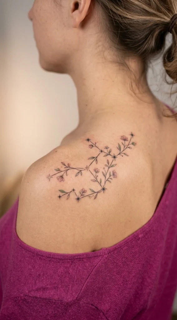 Floral Virgo Constellation Shoulder Design
