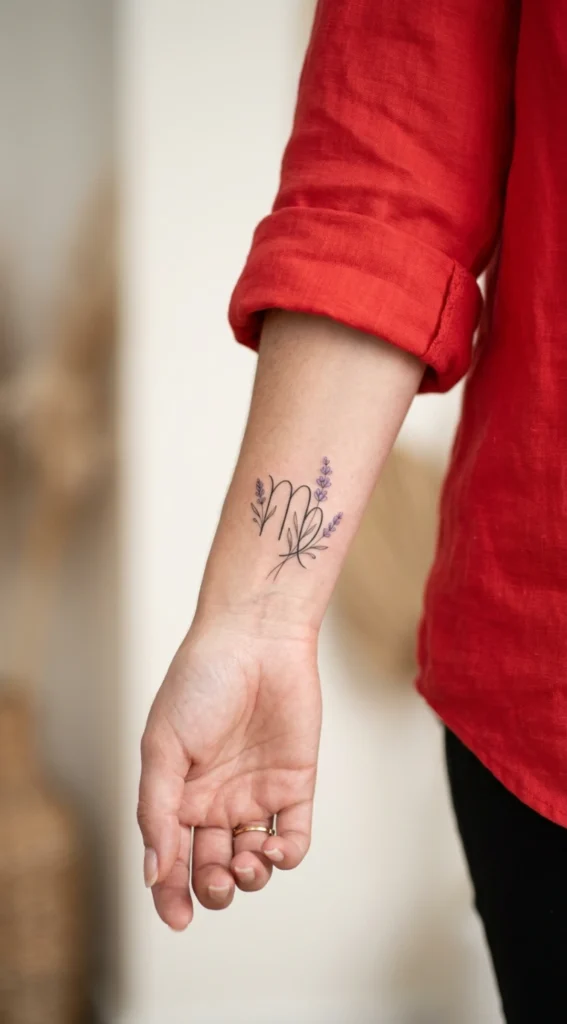 Floral Virgo Symbol with Lavender