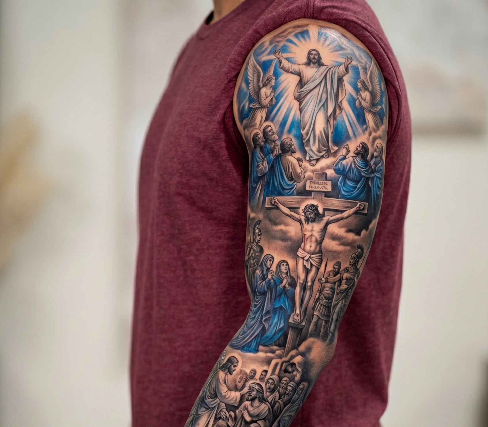 Full Sleeve Jesus Tattoo Designs