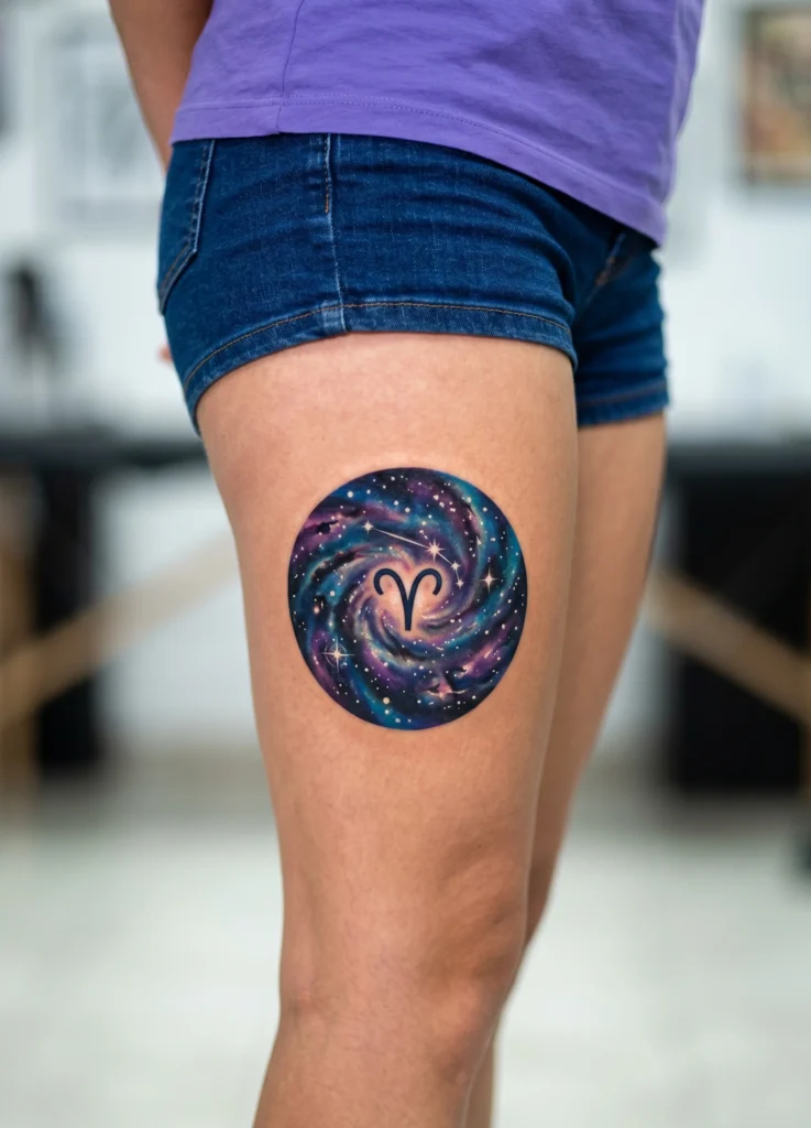 Galaxy Aries Zodiac Circle Design