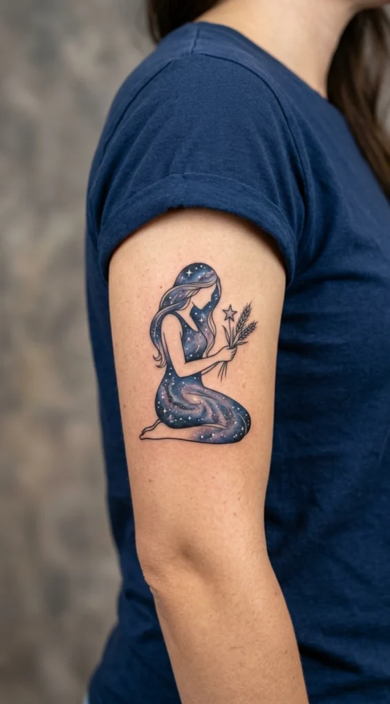 Galaxy Filled Virgo Zodiac Design