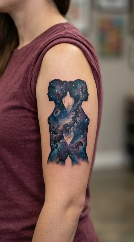 Galaxy Twin Silhouette Design