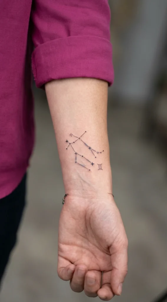 Gemini Constellation Wrist Tattoo