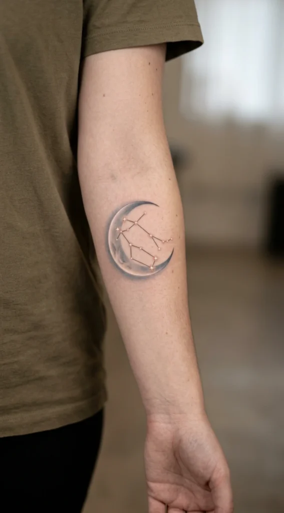 Gemini Constellation with Moon Backdrop