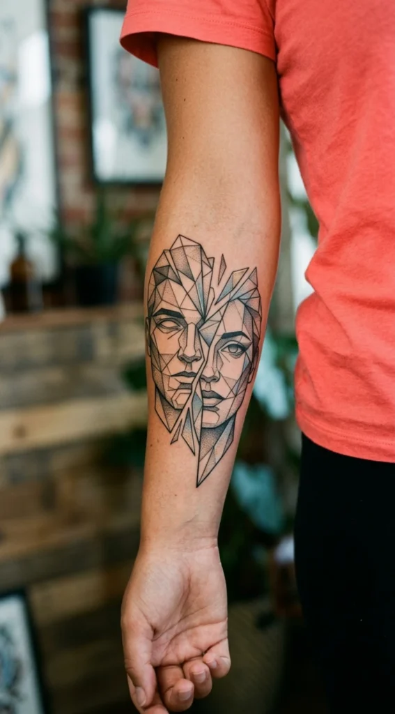 Geometric Fractured Twin Face Design