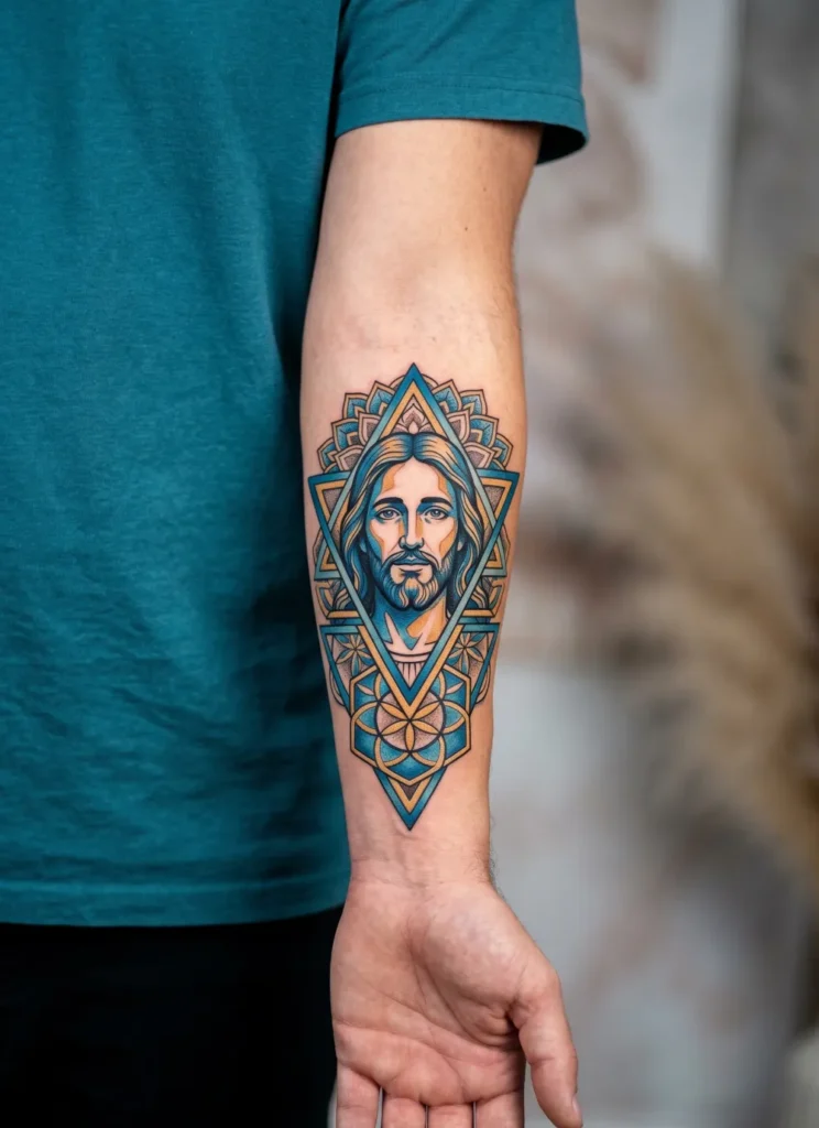Geometric Jesus Portrait Fusion