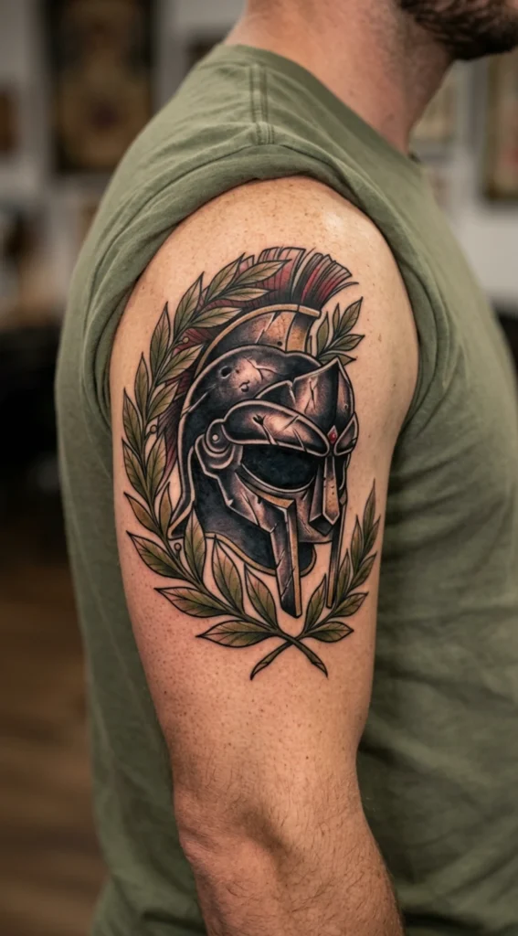 Gladiator Helmet with Laurel Wreath