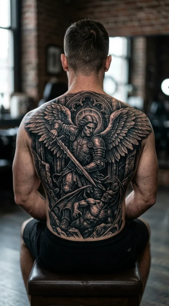 Gothic Saint Michael Dark Back Realism