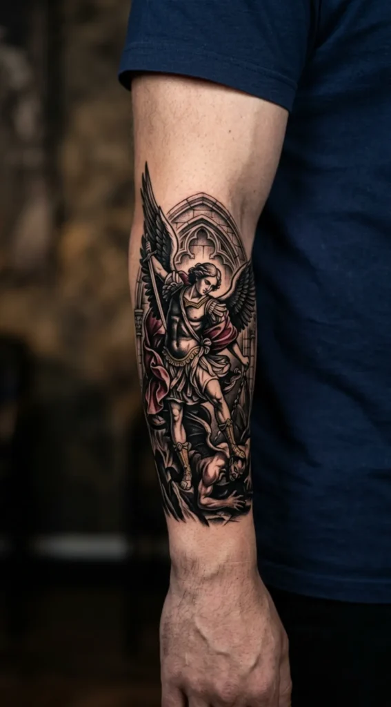 Gothic Saint Michael Forearm Shading
