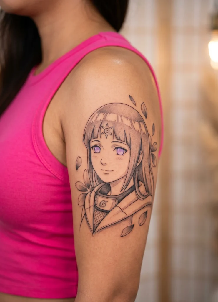 Hinata Hyuga Soft Anime Portrait Style