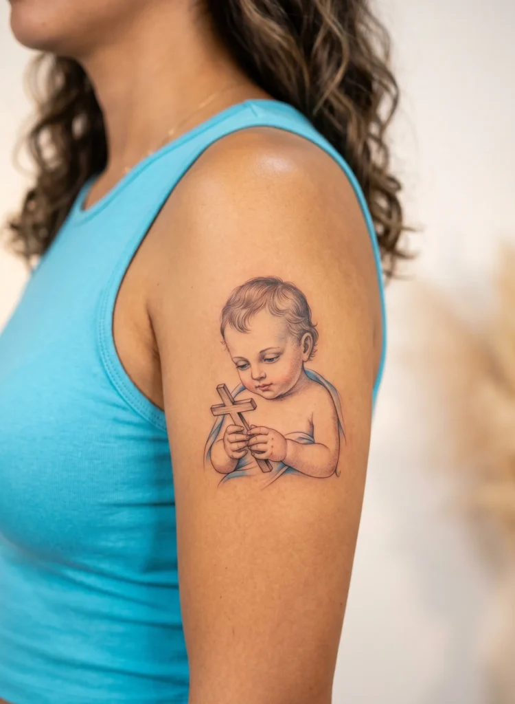  Infant Jesus Holding Tiny Cross