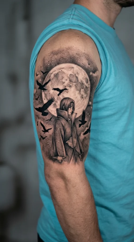 Itachi Moon and Crows Scene