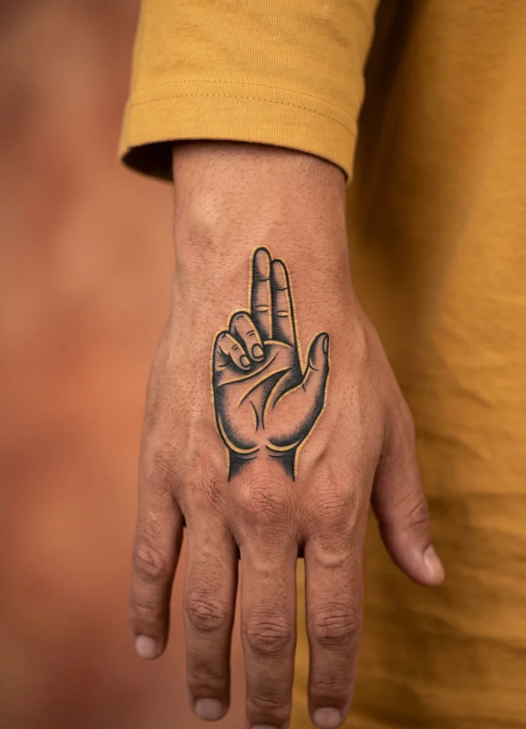 Jesus Blessing Hand Gesture Tattoo