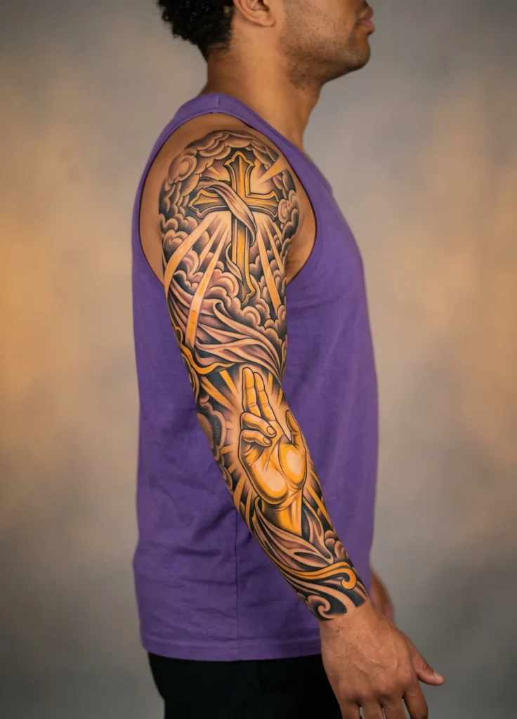 Jesus Blessing Hand Sleeve Composition
