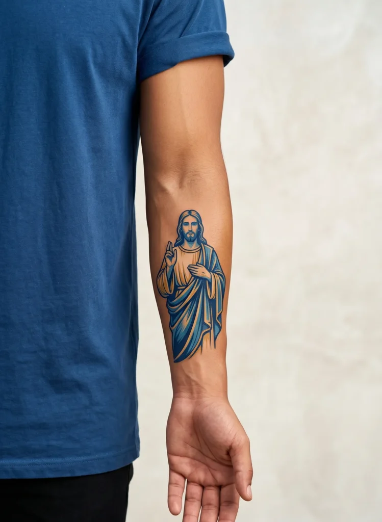 Jesus Blessing Pose Forearm Design
