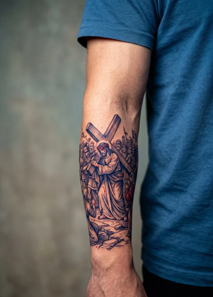 Jesus Carrying Cross Full Scene