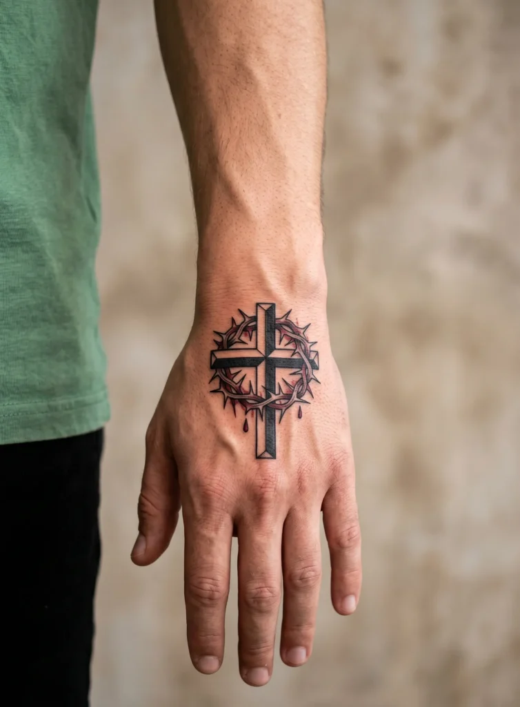 Jesus Cross and Crown Combination Hand