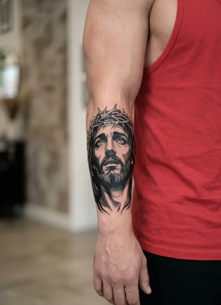Jesus Face Forearm Portrait Bold