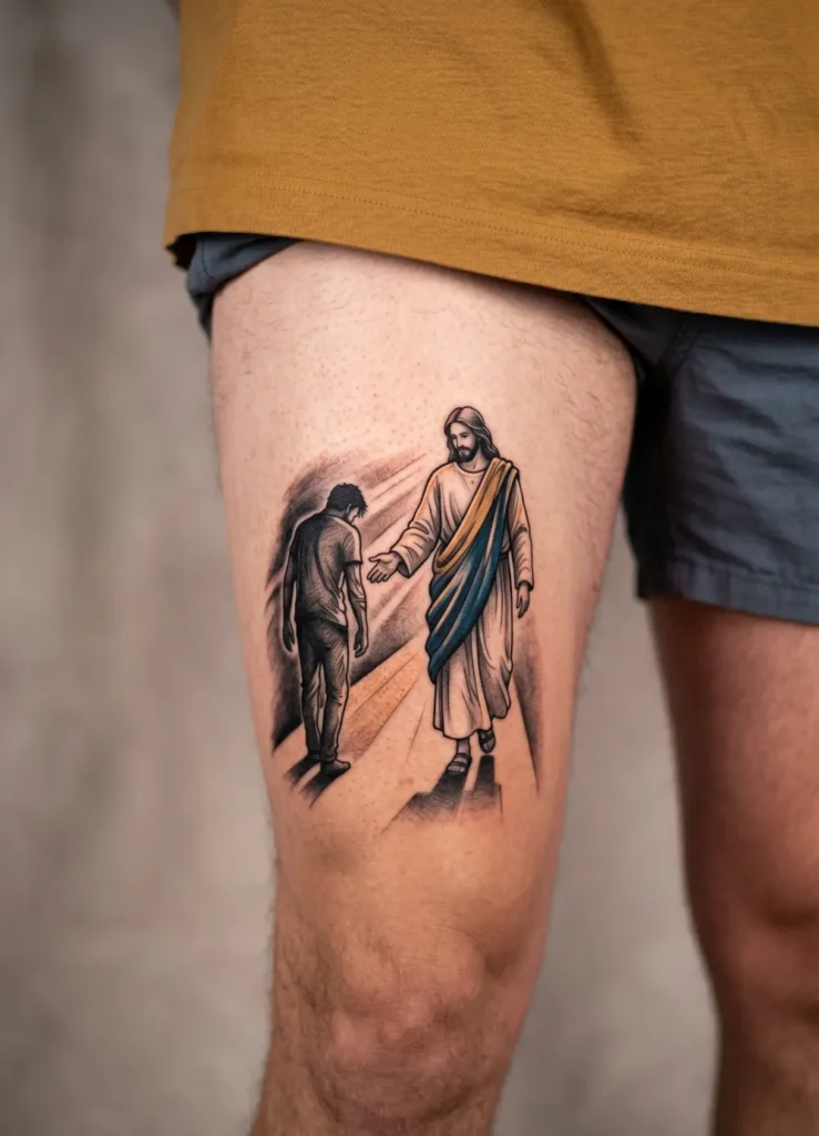 Jesus Guiding Lost Soul Scene