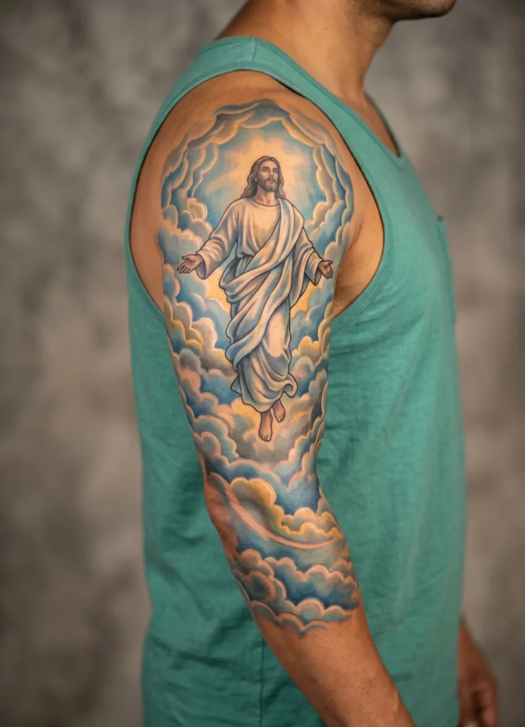 Jesus Under Heaven Clouds Sleeve Wrap