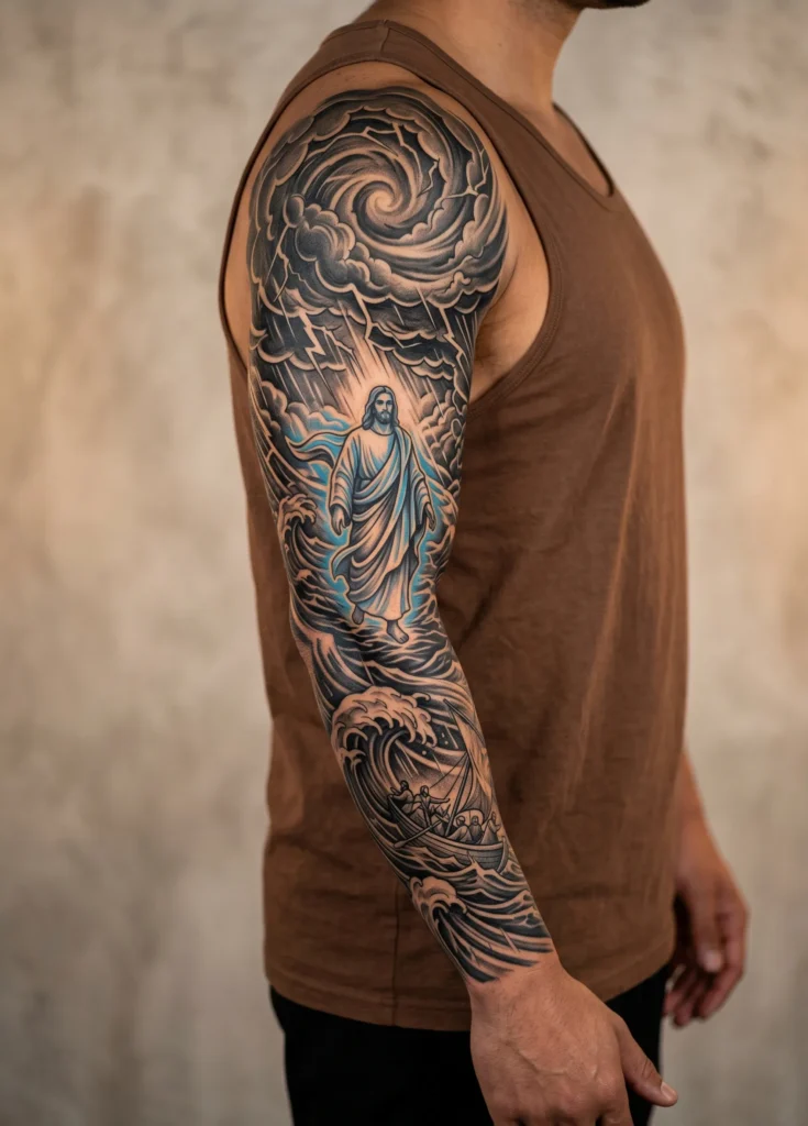 Jesus Walking Through Storm Sleeve