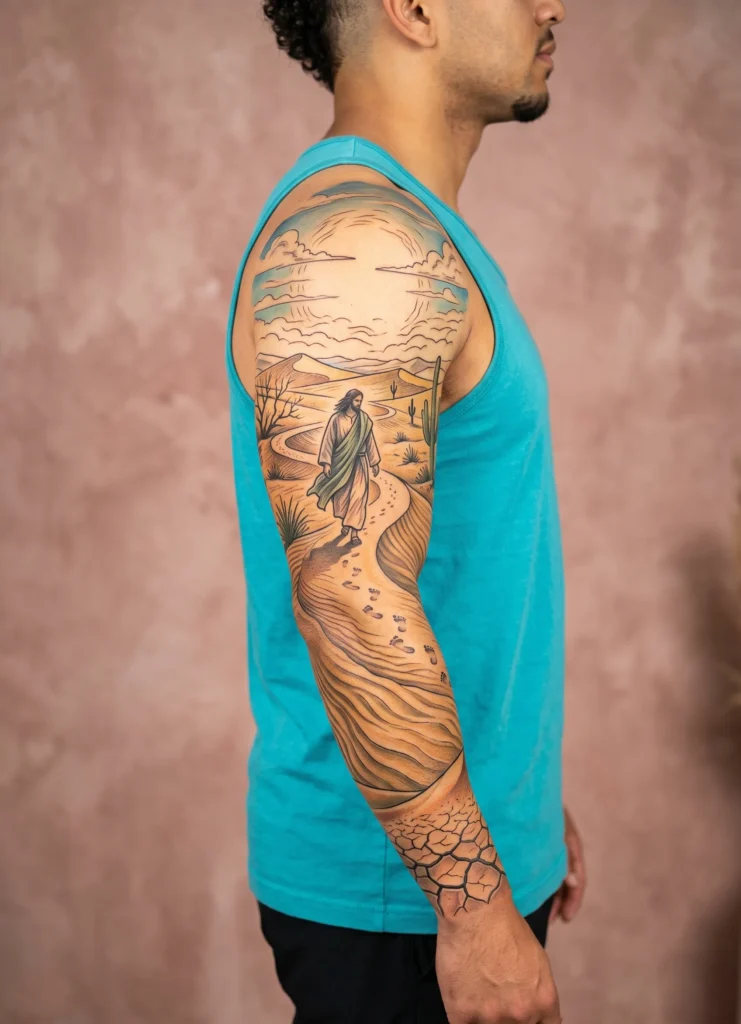Jesus in Desert Walking Solitude Sleeve