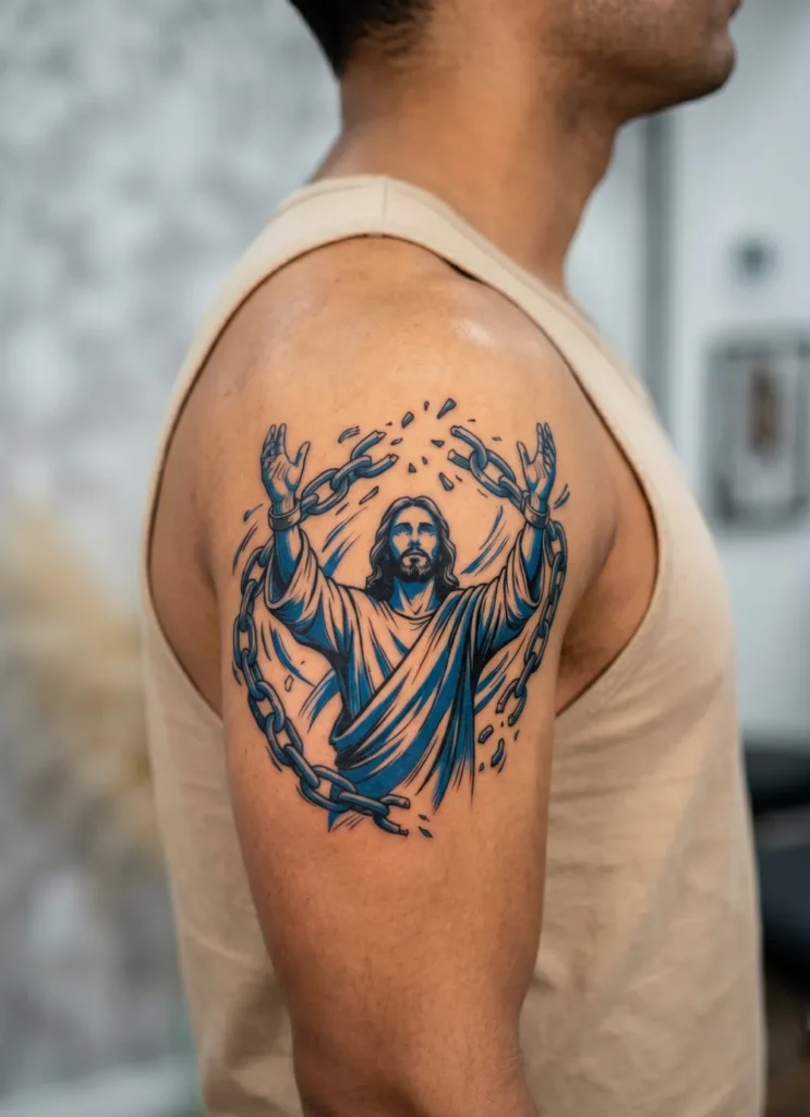 Jesus with Chain Breaking Freedom Theme
