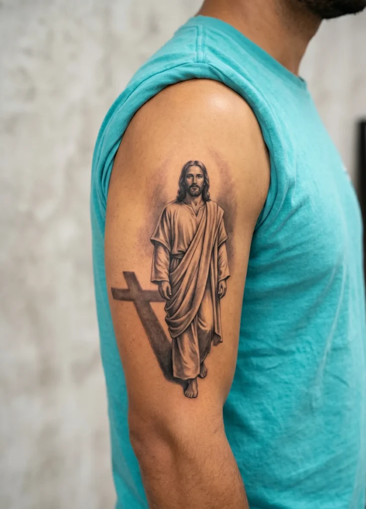 Jesus with Cross Shadow Realism