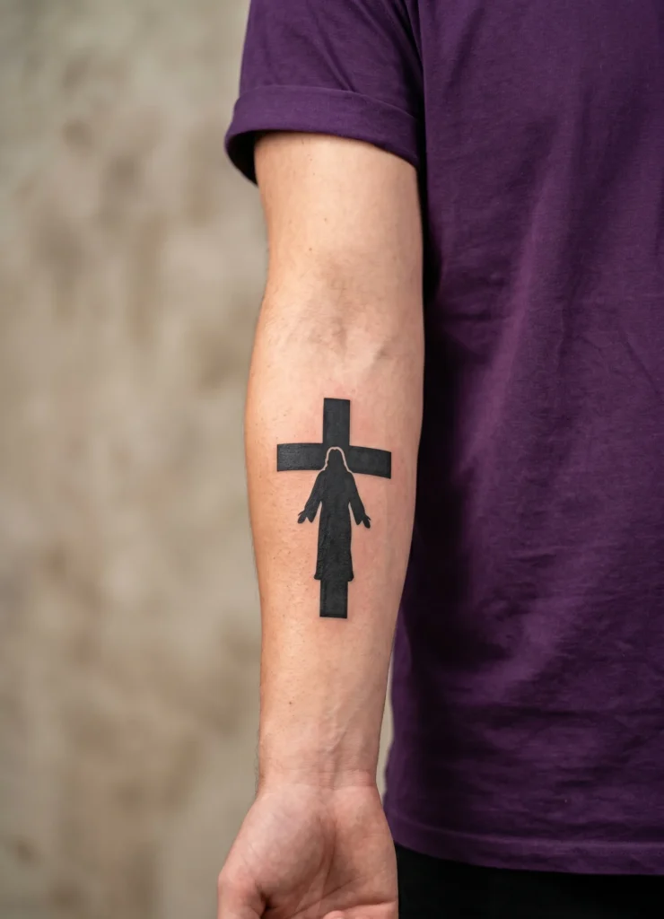 Jesus with Cross Silhouette Forearm