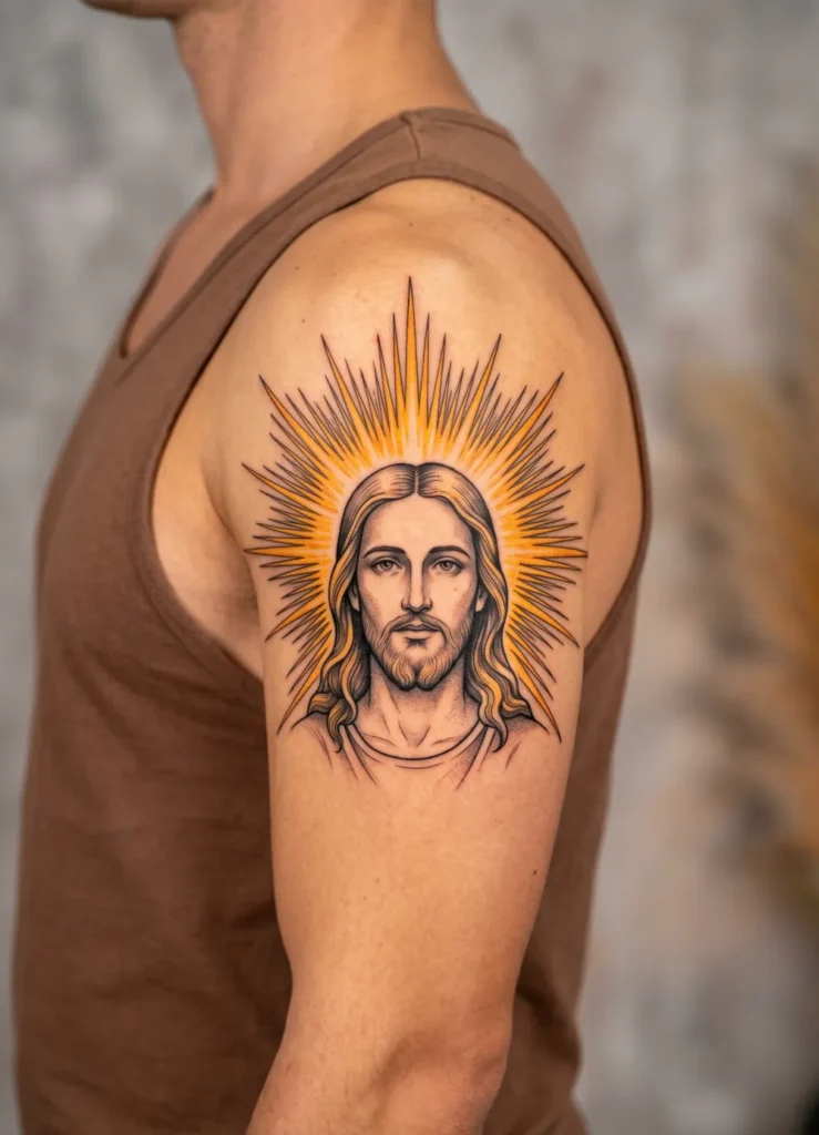 Jesus with Glowing Halo Burst