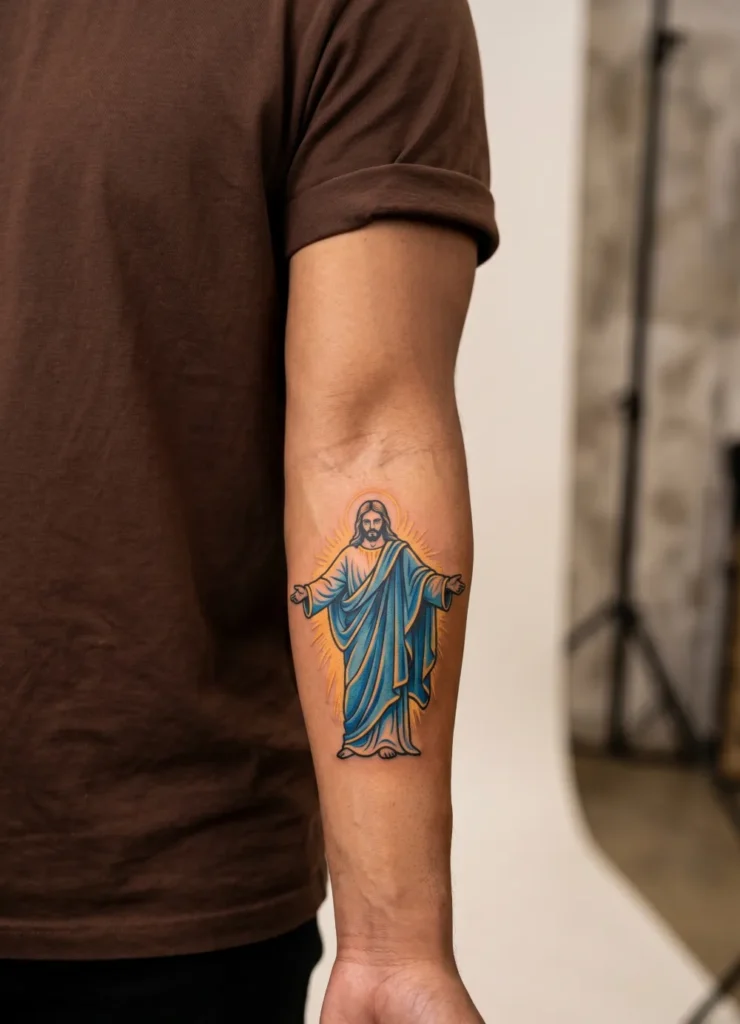 Jesus with Open Arms Powerful Stance