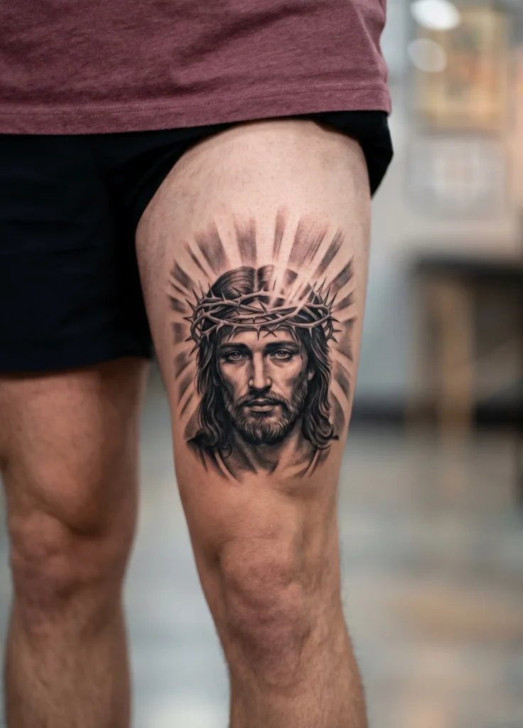 Jesus with Radiant Crown Light Rays