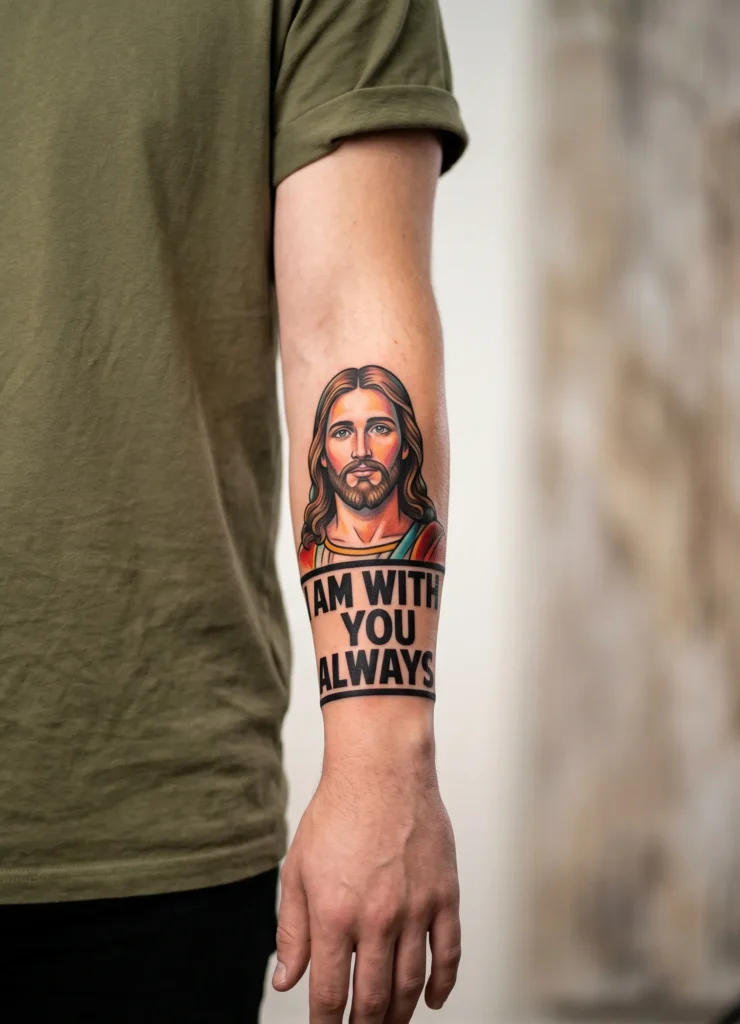 Jesus with Scripture Forearm Band