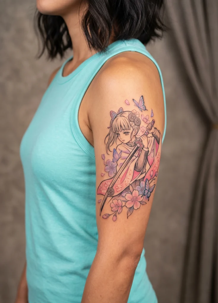 Kanao Tsuyuri Soft Floral Sword Pose