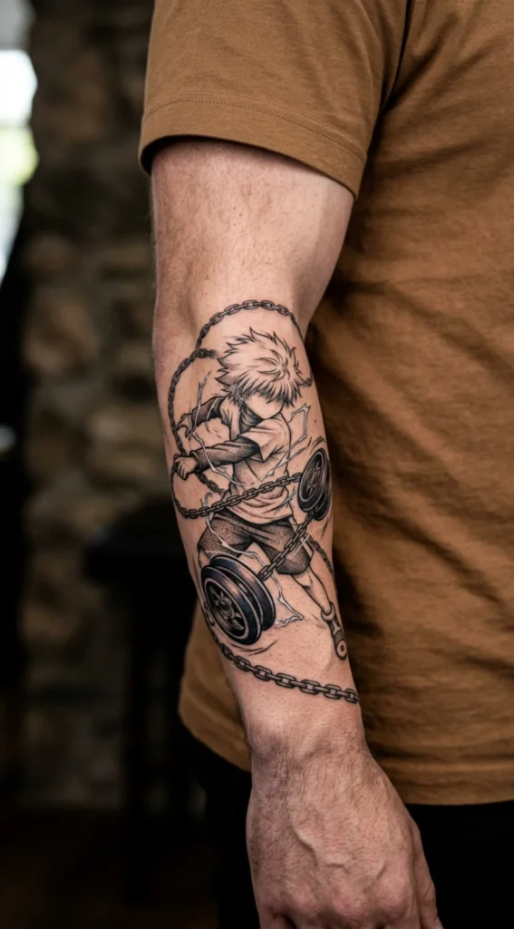 Killua Yo Yo Combat Action Tattoo