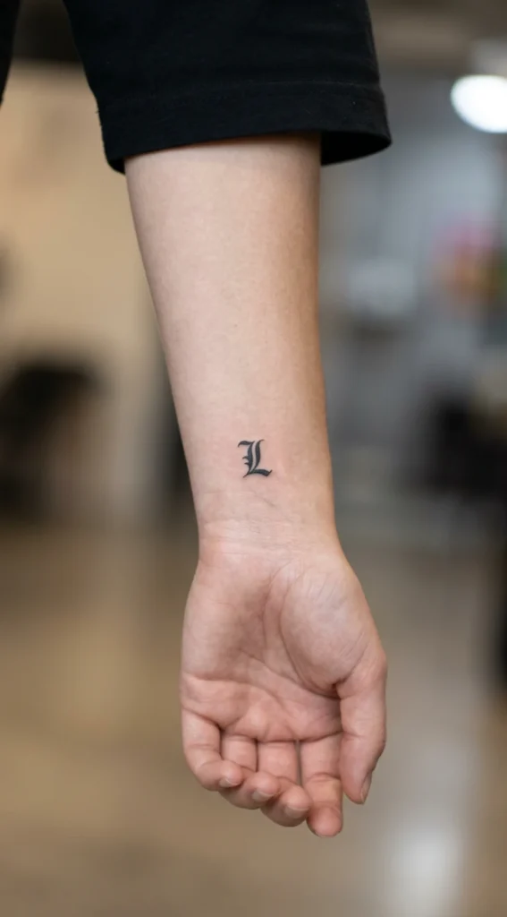 L Symbol Minimal Wrist Tattoo