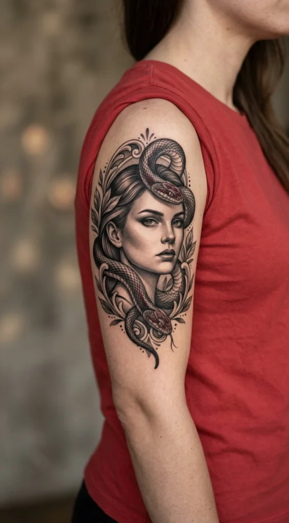 Lady Portrait with Snake Wrap