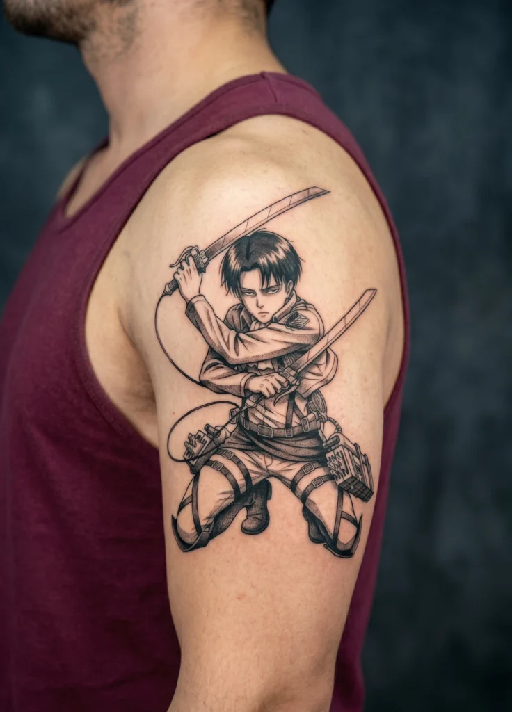 Levi Ackerman Combat Stance Tattoo
