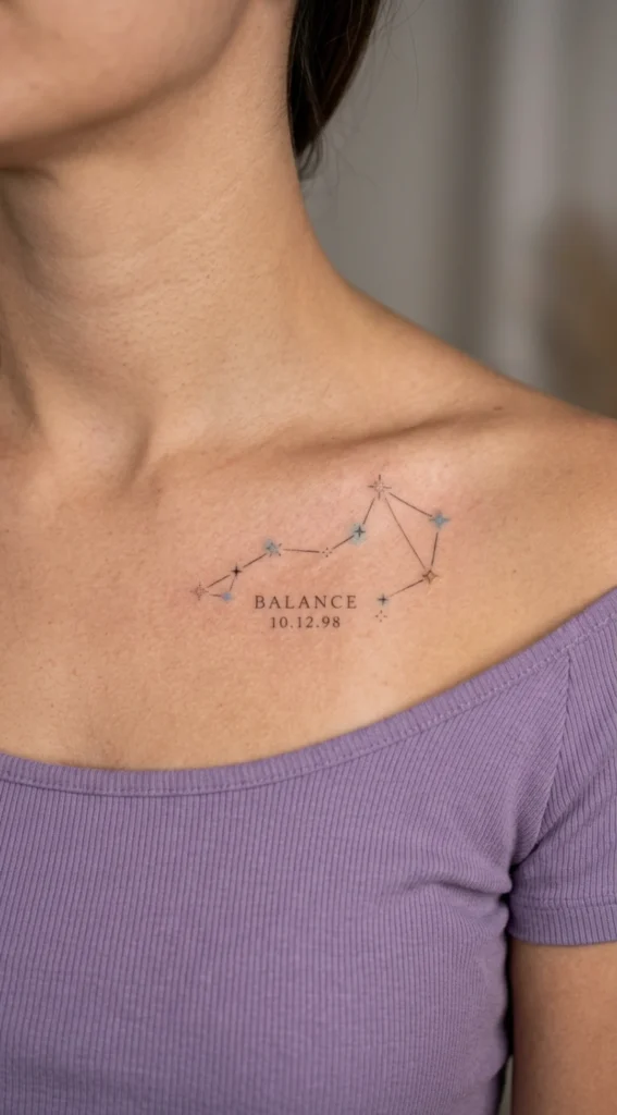 Libra Constellation Across Collarbone