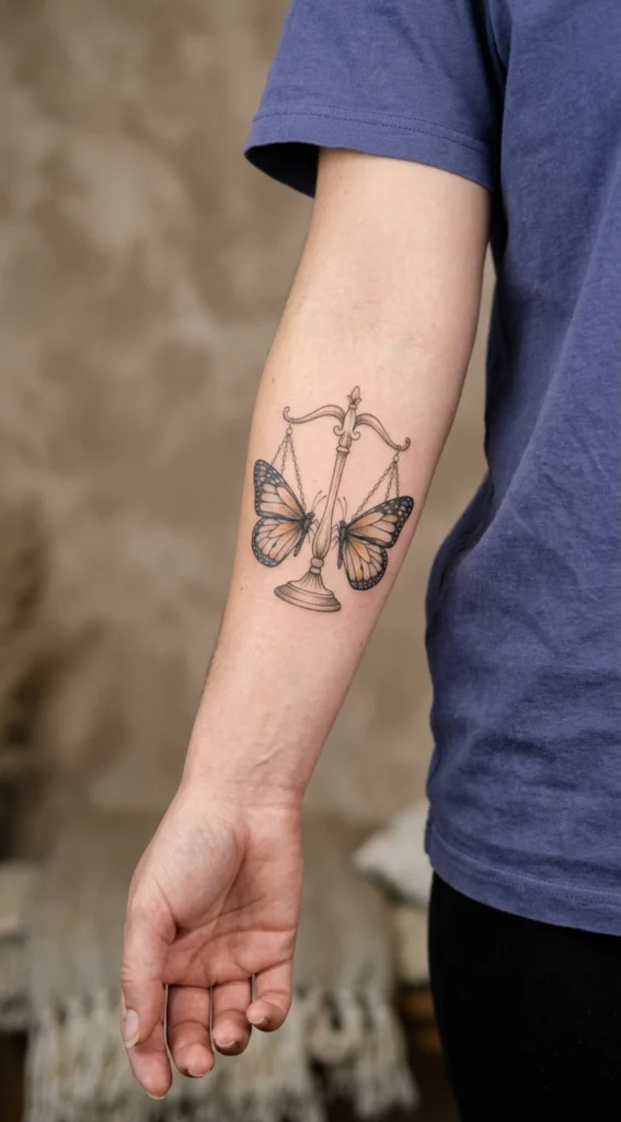 Libra Scales with Butterflies Fusion