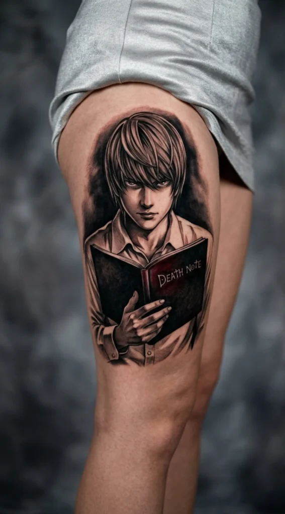Light Holding Death Note Cinematic Scene