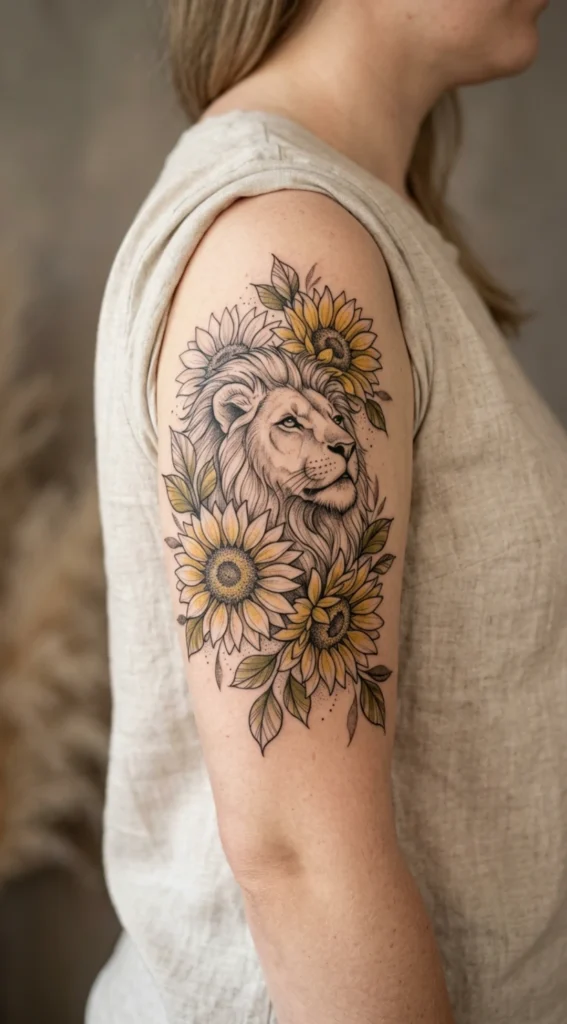 Lion and Sunflower Feminine Fusion